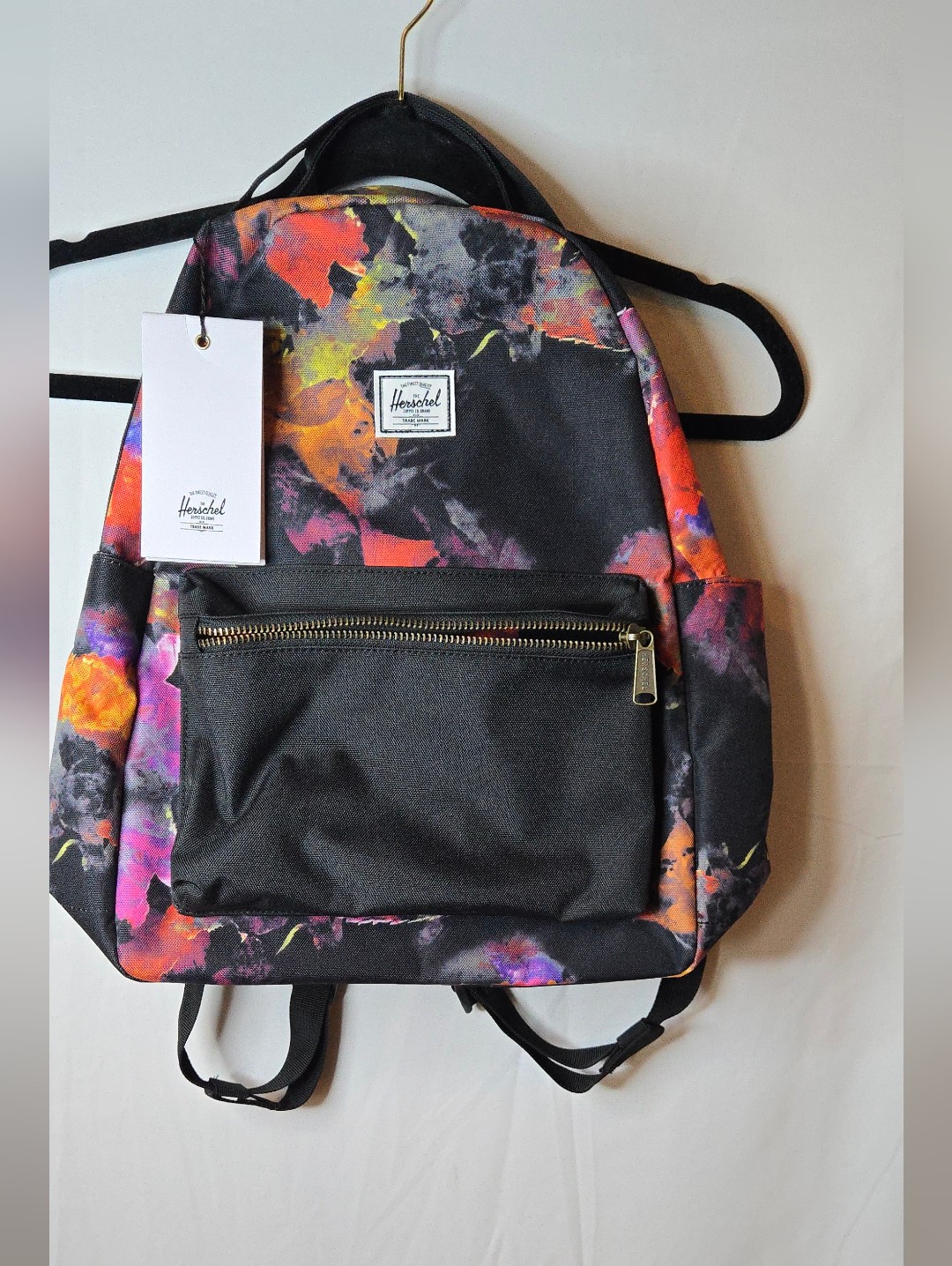 Nwt Herschel Supply Co. Nova Mid Watercolor Floral Black Backpack Laptop Bag